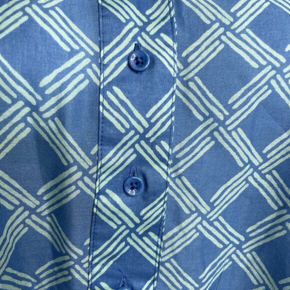 Coldwater Creek Blue Geometric Print Cotton Popover Top Size 2X Lightweight Boho - Picture 9 of 12